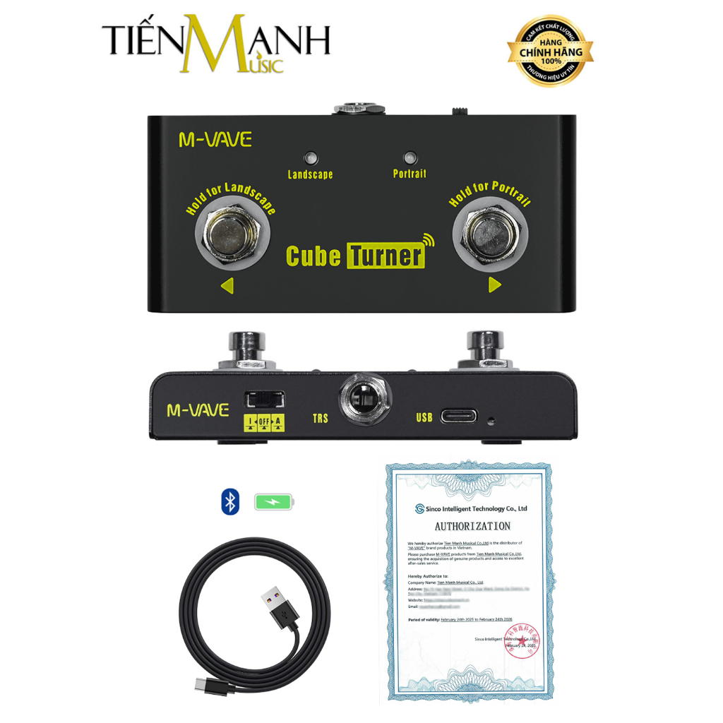 [Chính Hãng] Pedal Lật Trang Không Dây M-Vave Cube Turner Plus PD6 - Pin Sạc, Bluetooth Page Turner