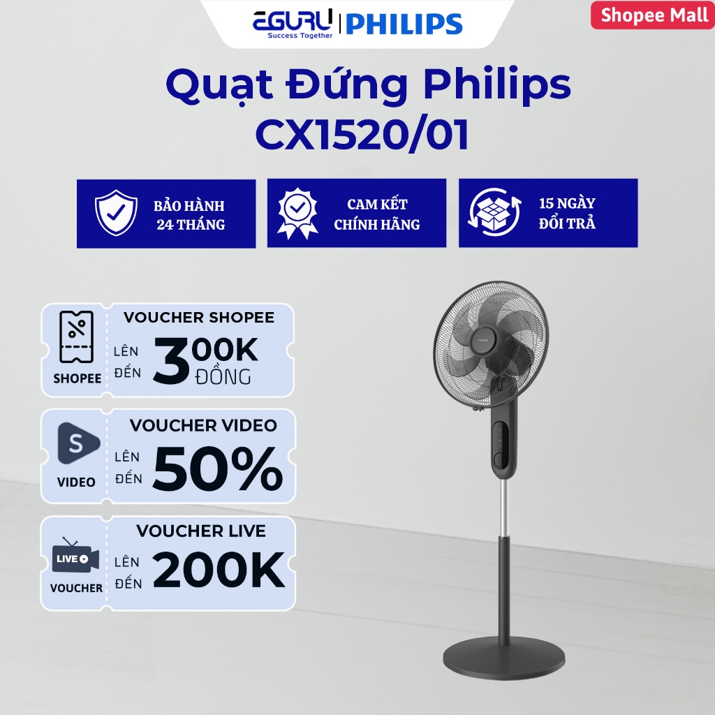 Quạt Đứng Philips CX1520/01- Hàng Chính Hãng - Bảo Hành 24 Tháng
