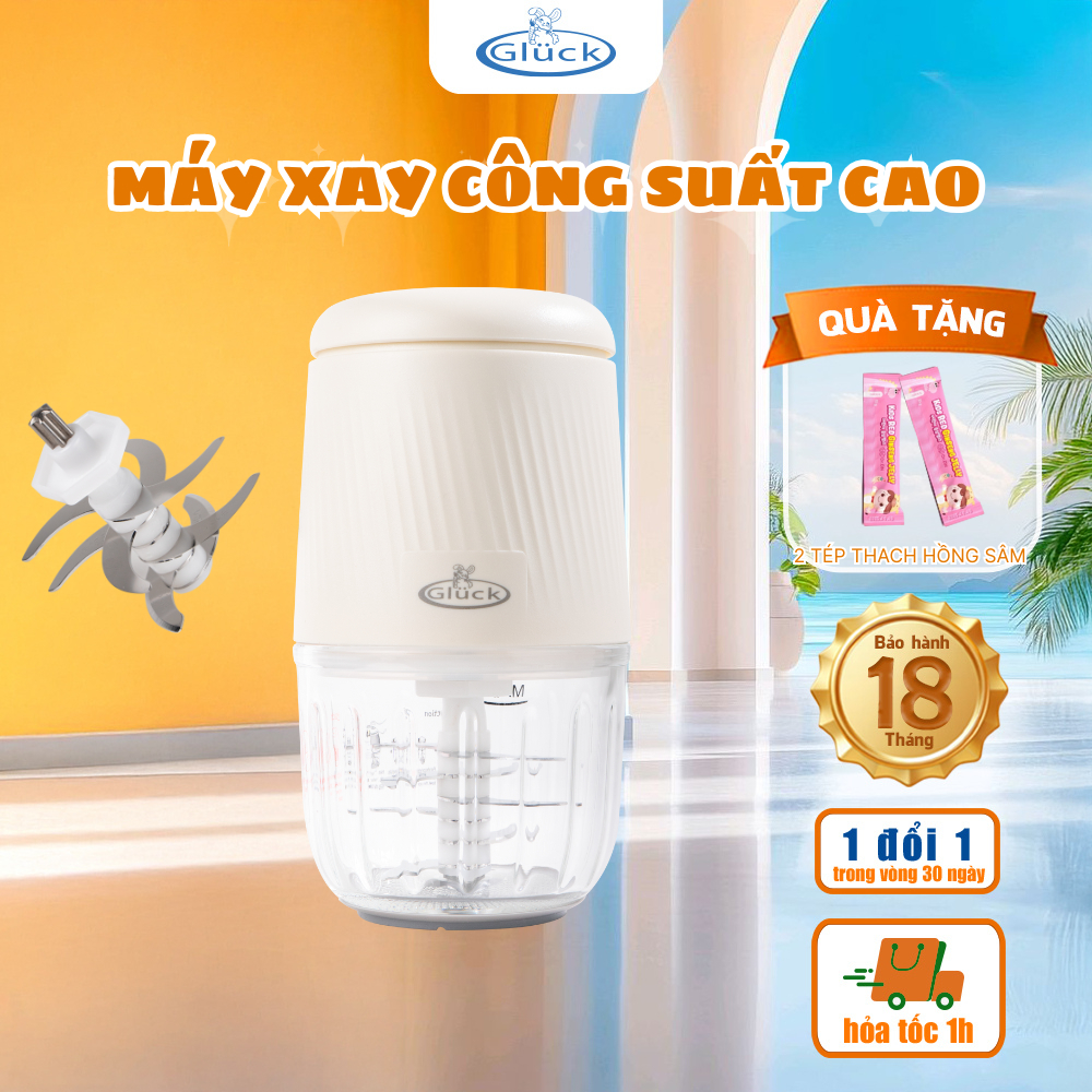 Máy xay dặm cho bé GLuck GN12 công suất 200W có cối xay thủy tinh xay thực phẩm đa năng nhuyễn mịn