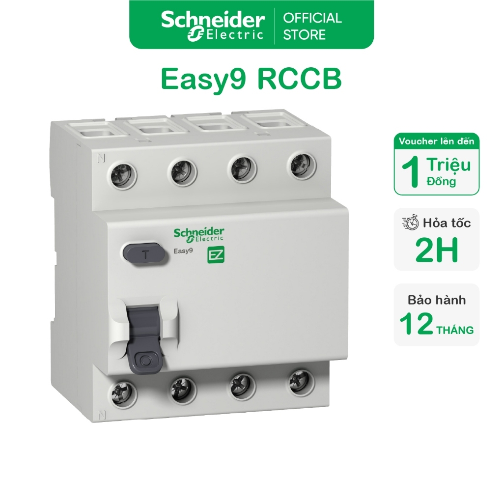 (SE) Cầu dao chống dòng rò - Easy9 RCCB - 4P - 30mA - 400VAC - Schneider Electric - EZ9R36425 EZ9R36