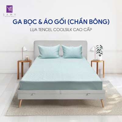 Bộ Ga + Gối Chần Bông Lụa Tencel Coolsilk SAMY BEDDING Cao Cấp Mềm Mại Thoáng Mát