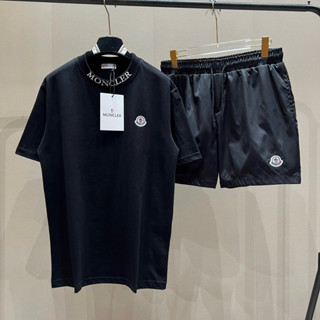 Đồ bộ quần áo nam mùa hè PB cotton thêu logo ngực phối dệt chữ bo cổ phối quần gió basic boy phố BH274P