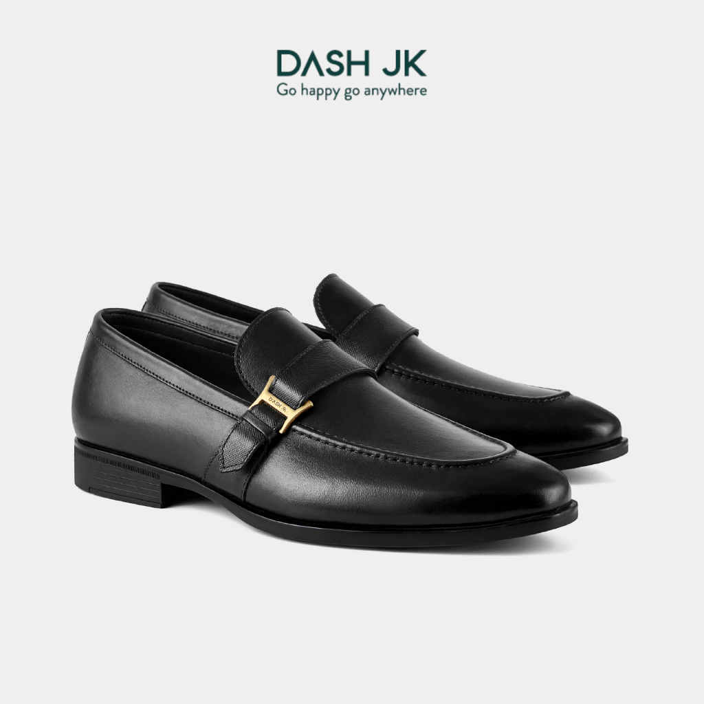 Giày lười nam da thật DASH JK Loafer CLEMENT đai khóa - Phong cách công sở lịch lãm sang trọng – Đen