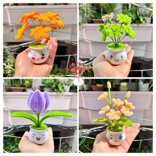   Emoji Ngẫu nhiên  Chậu Hoa Kẽm Nhung Thủ công Handmade - Làm Quà tặng - Decor Trang trí nhà cửa bàn học bàn làm việc 