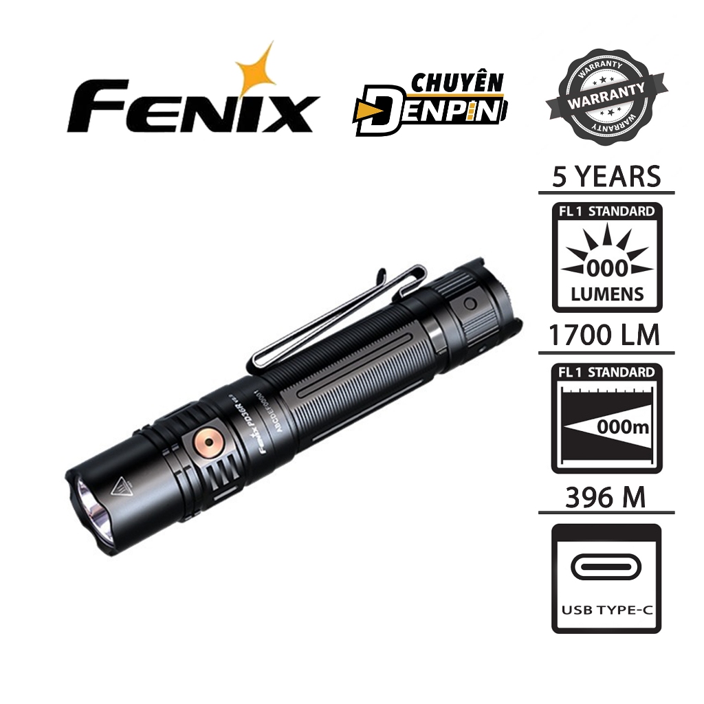 Đèn Pin Fenix đặc chủng PD36R V2.0 công suất 1700 lumens, chiếu xa 396 mét, dùng pin 21700 5000mAh, 