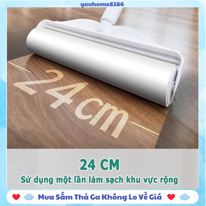 Cây Lăn Bụi Cán Dài Lên Đến 124cm Lõi 24Cm, Rèm, Lăn Bụi Mịn, Lăn Lông Thú Cưng, Lăn Nệm #