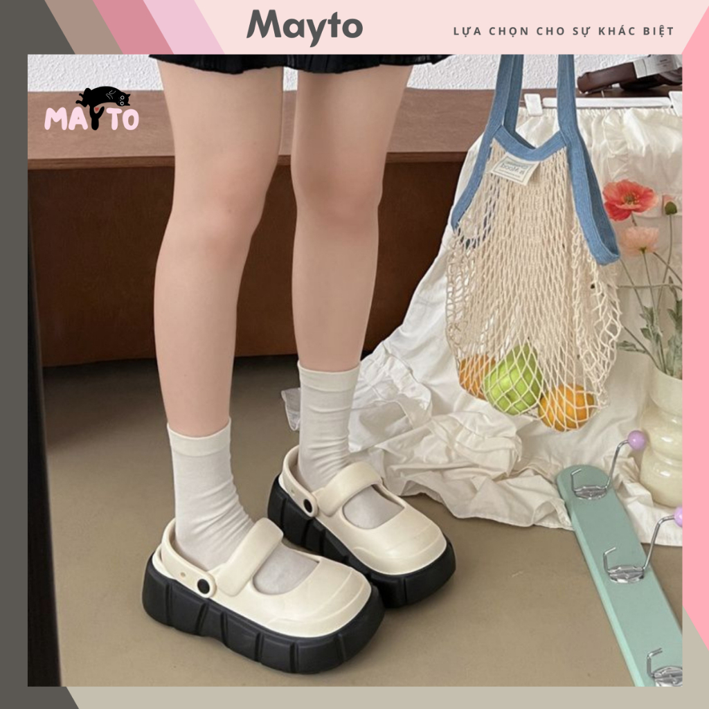  Dép mary jane nữ dép sục Mayto đế cao 5 cm kiểu trơn basic có quai hậu dễ thương Hàn Quốc CS-176 