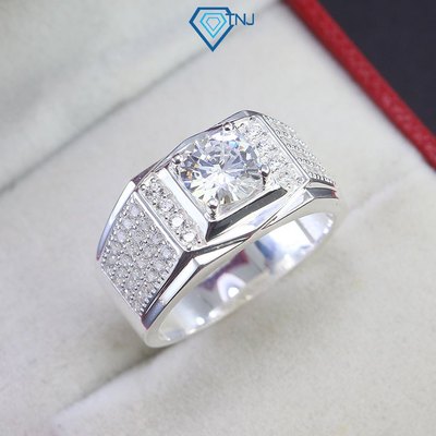 Nhẫn bạc nam bản vừa đính đá Cubic Zirconia 7ly sang trọng NNA0698 - Trang Sức TNJ