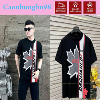 Áo phông nam boy phố dsq2. áo phông lá xám sọc icon chất cotton thoáng mát đủ size