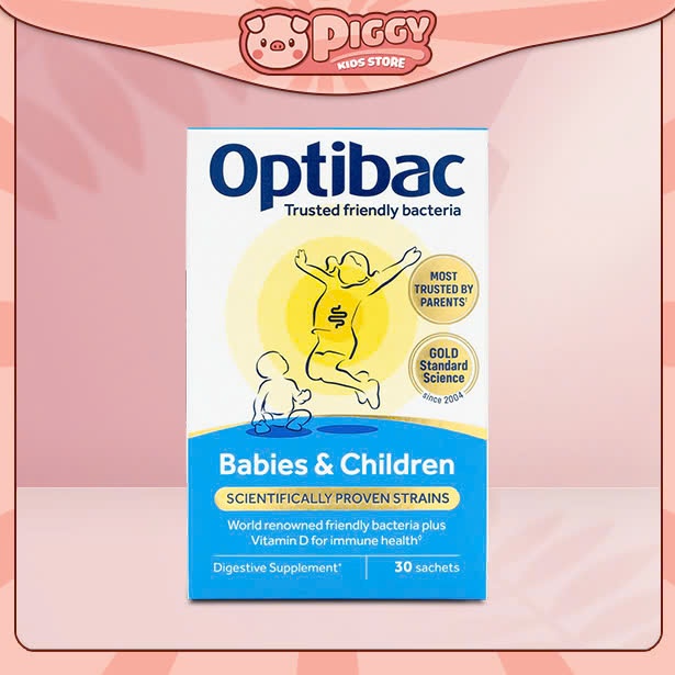 PIGGYKIDS - Optibac Babies and Children – Men vi sinh cho đường ruột bé khỏe mạnh 30 gói