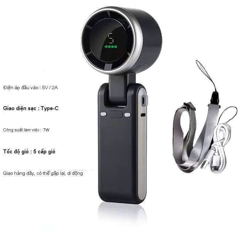 Quạt Cầm Tay Mini Quạt Turbo Jet Quạt Mini Quạt phản lực cầm tay 5 cấp độ gió mạnh Pin 4000mah