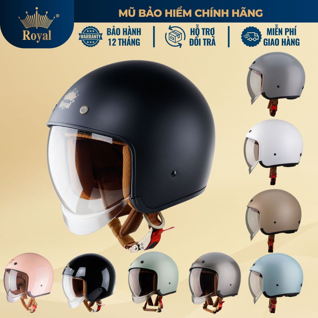 Mũ Bảo Hiểm 3/4 Royal M139 - Royce XH26 Chính Hãng Có Kính Âm Độc Đáo, An Toàn, Thời Trang