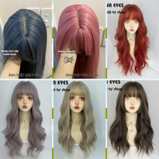 Tóc giả nguyên đầu xoăn sóng, thẳng dài, đủ màu sắc, tóc giả cosplay lưới hoa cao cấp