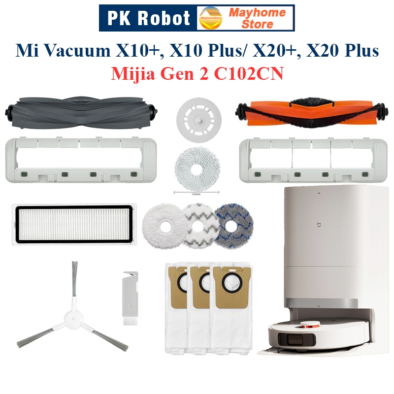 Phụ Kiện Robot Mi Vacuum X10+, X10 Plus, X20+, X20 Plus, Mijia Gen2 C102CN Chổi Lăn, Chổi Cạnh, Bộ Lọc, Giẻ Lau, Túi Bụi