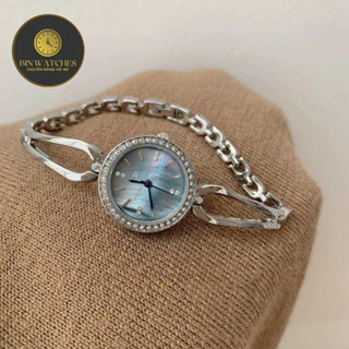 Đồng Hồ Mạ Bạc GEDI 1150 Mặt Tròn Đính Đá Dây Kim Loại Dạng Lắc Thời Trang Cho Nữ