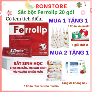 [Tích điểm] Sắt bột,Sắt sinh học Ferrolip liposome bổ sung sắt cho mẹ bầu người thiếu máu hộp 20gói