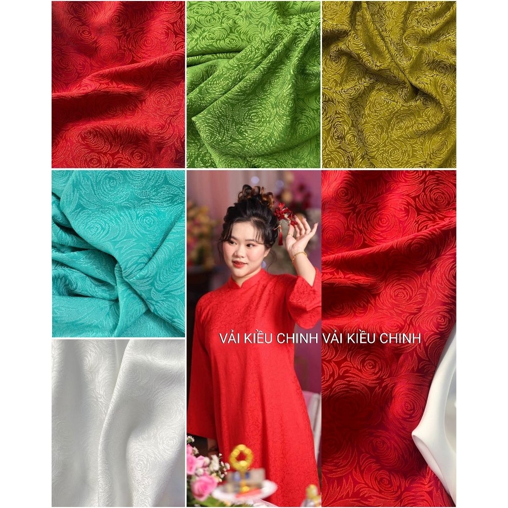 [VẢI ÁO DÀI] GẤM LỤA CCẤP CHIÊU HOA