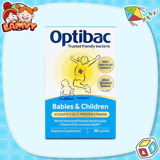 Men vi sinh Optibac Babies & Children hỗ trợ tiêu hóa, tăng cường miễn dịch hộp 30 gói cho bé