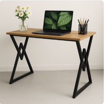Bàn Làm Việc Khung Sắt Hình Tam Giác Sơn Tĩnh Điện Mặt Gỗ MDF – Thiết Kế Hiện Đại | BigBuy360 - bigbuy360.vn