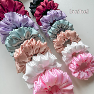 Cột tóc LACIBEL scrunchies vải lụa satin, phi lụa size to siêu phồng