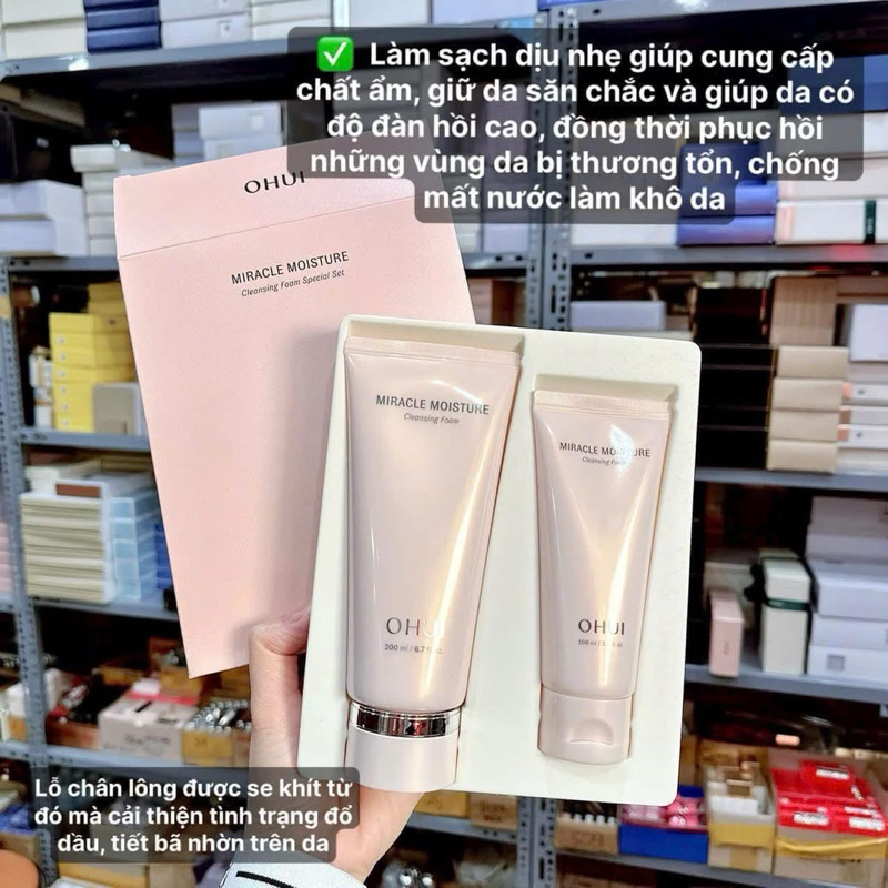 set sữa rửa mặt ohui hồng , 1 tuýp 200ml sữa rửa mặt ohui hồng dưỡng ẩm sáng hồng da