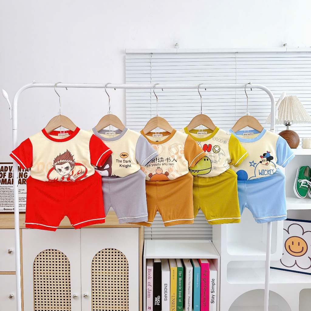 Bộ Ngắn Tay Thun Lạnh Minkymom Chạy Lé Cho Bé Trai TN-IN218