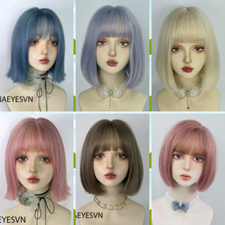 Tóc giả nguyên đầu ngắn vic- bob- lửng, thẳng, đủ màu sắc, tóc giả cosplay lưới hoa cao cấp