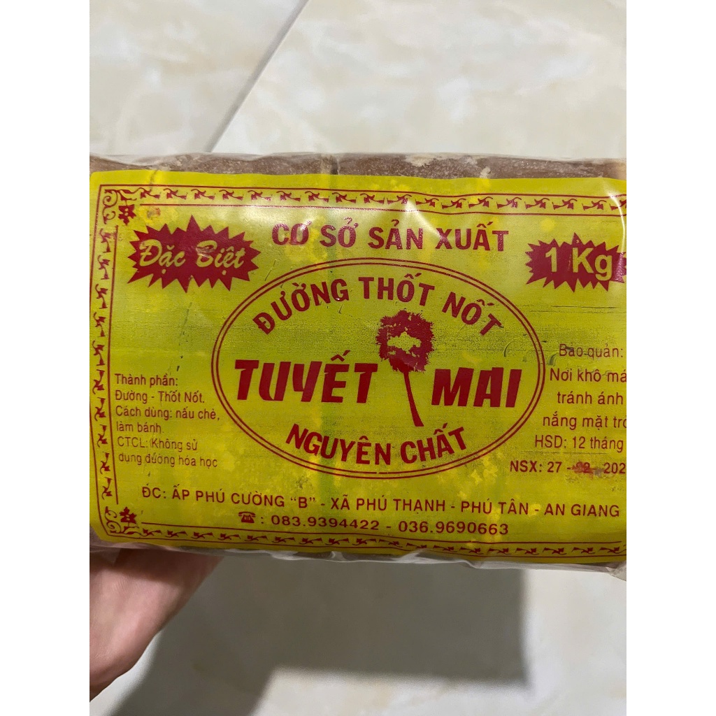 1kg Đường thốt nốt nguyên chất TUYẾT MAI Gói 1kg - 8 viên Đường