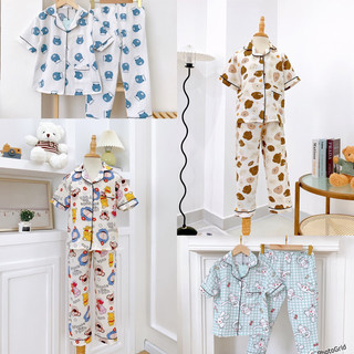 Bộ đồ ngủ mặc nhà, pijama cho bé trai gái vải Mềm Mát, Không Nhăn Xù Áo Tay Cộc Quần Dài TIỆM NHÀ BÉ