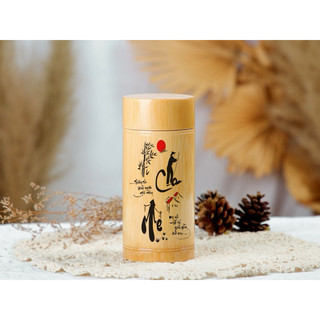 Hộp Tre Đựng Trà & Cfe Đồ Khô .In Thư Pháp