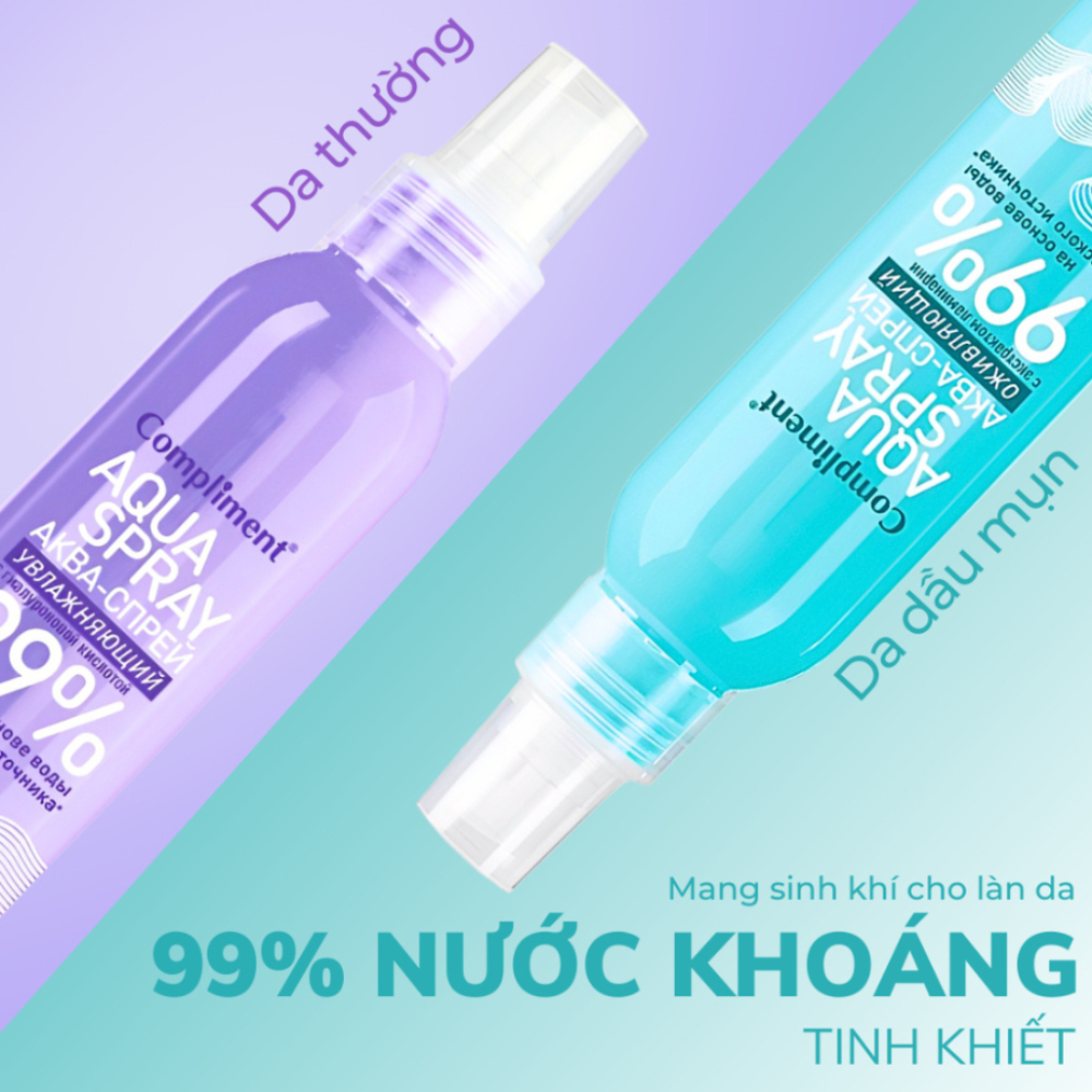 Ảnh 2 của Xịt khoáng Compliment Aqua Spray 99% giúp cấp ẩm, làm mát, dịu da 200ml