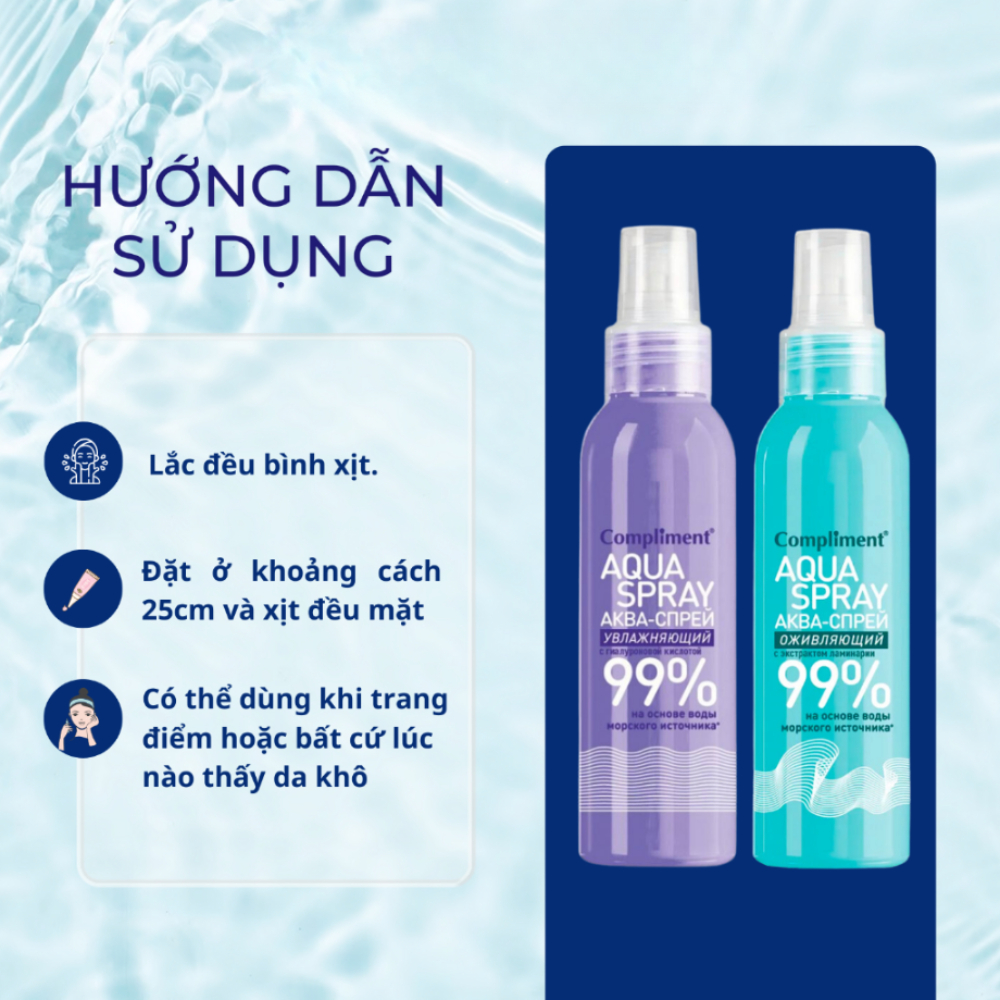 Ảnh 5 của Xịt khoáng Compliment Aqua Spray 99% giúp cấp ẩm, làm mát, dịu da 200ml