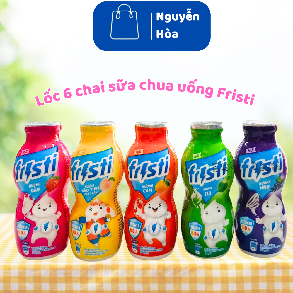 Sữa Uống Fristi Lên Men Cho Bé 80ml Lốc 6 – Đủ Vị: Dâu, Đào Tiên, Cam, Táo, Nho – Bổ Sung Vitamin B,