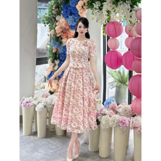 Sét áo và chân váy đầm hoạ tiết hoa xinh xắn sang chảnh tiểu thư đi chơi đi tiệc công sở