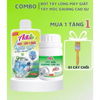 COMBO Siêu tẩy lồng máy giặt Ailla 300G + tẩy gioăng cao su Ailla 100G cho máy giặt, tủ lạnh