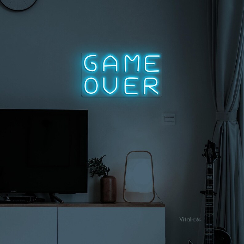 Đèn LED Neon Hình Chữ GAME OVER Nhiều Màu – Decor Phòng Game, Góc Livestream Cực Chill