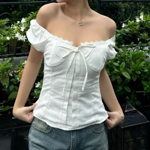 Áo Kiểu Linen Viền Ren Tay Bo - Rattit Top M380 Kenco clothing Sài Gòn | BigBuy360 - bigbuy360.vn