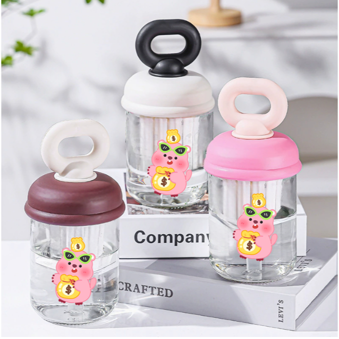 Bình nước hải ly Loopy có quai xách 420ml BNQU17 dễ thương hoạt hình