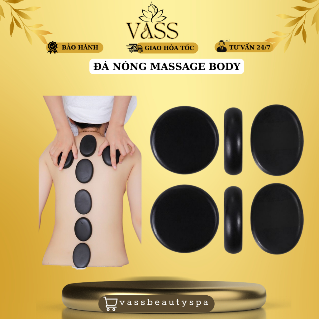 Đá Nóng SPA Massage Đá Núi Lửa size đá tròn 8x8cm - VASS BEAUTY & SPA