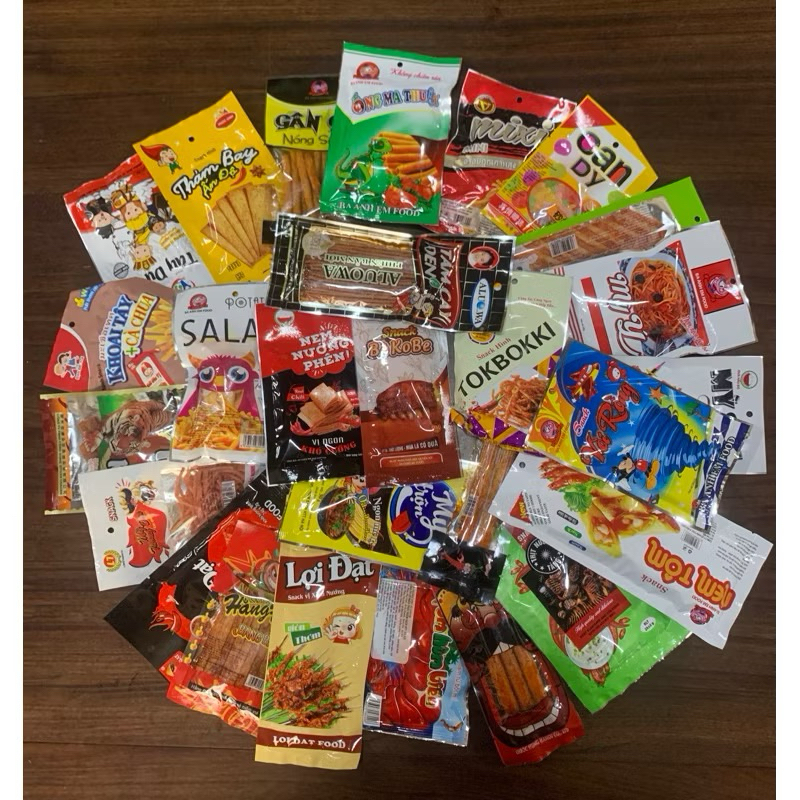 Combo 10,20,30 Gói Snack Đồ Ăn Vặt Cổng Trường Giao Ngẫu Nhiên