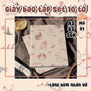 [Set 10 tờ-mã 01] Giấy bao tập bao được vở A5, B5, SGK xime