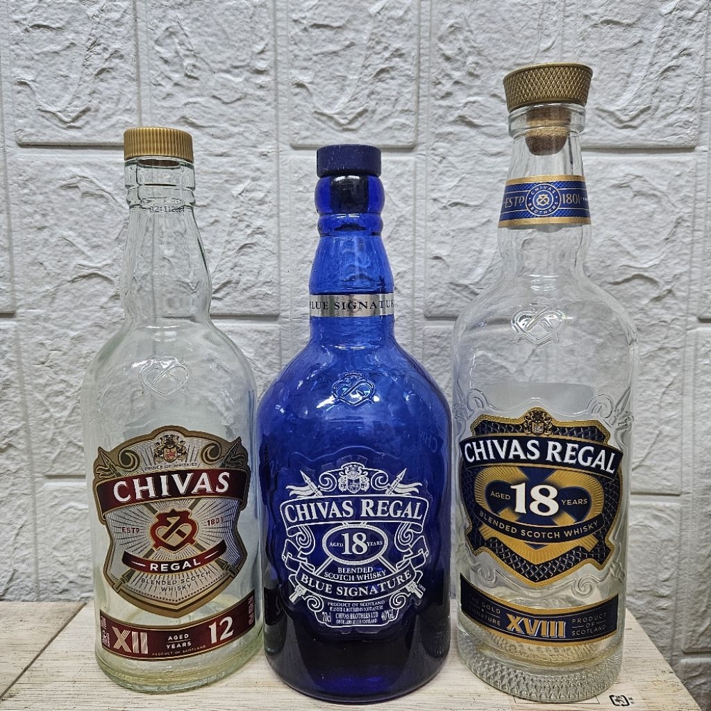 VỎ CHAI RƯỢU NGOẠI CHIVAS 18 VÀ COMBO CHIVAS 700ML ĐỜI CỔ TRANG TRÍ TRƯNG BÀY NHÀ CỬA