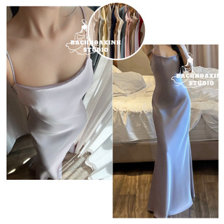  Váy Lụa Dài Ôm Body HAI DÂY CÚP NGỰC Nhẹ - Thiết Kế Basic Sang Trọng Mặc Đi Tiệc | BACHHOAXINH 