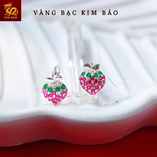 Bông tai bạc Dâu tây chốt bấm cho bé- Vàng bạc Kim Bảo- CAM KẾT CHUẨN BẠC TA