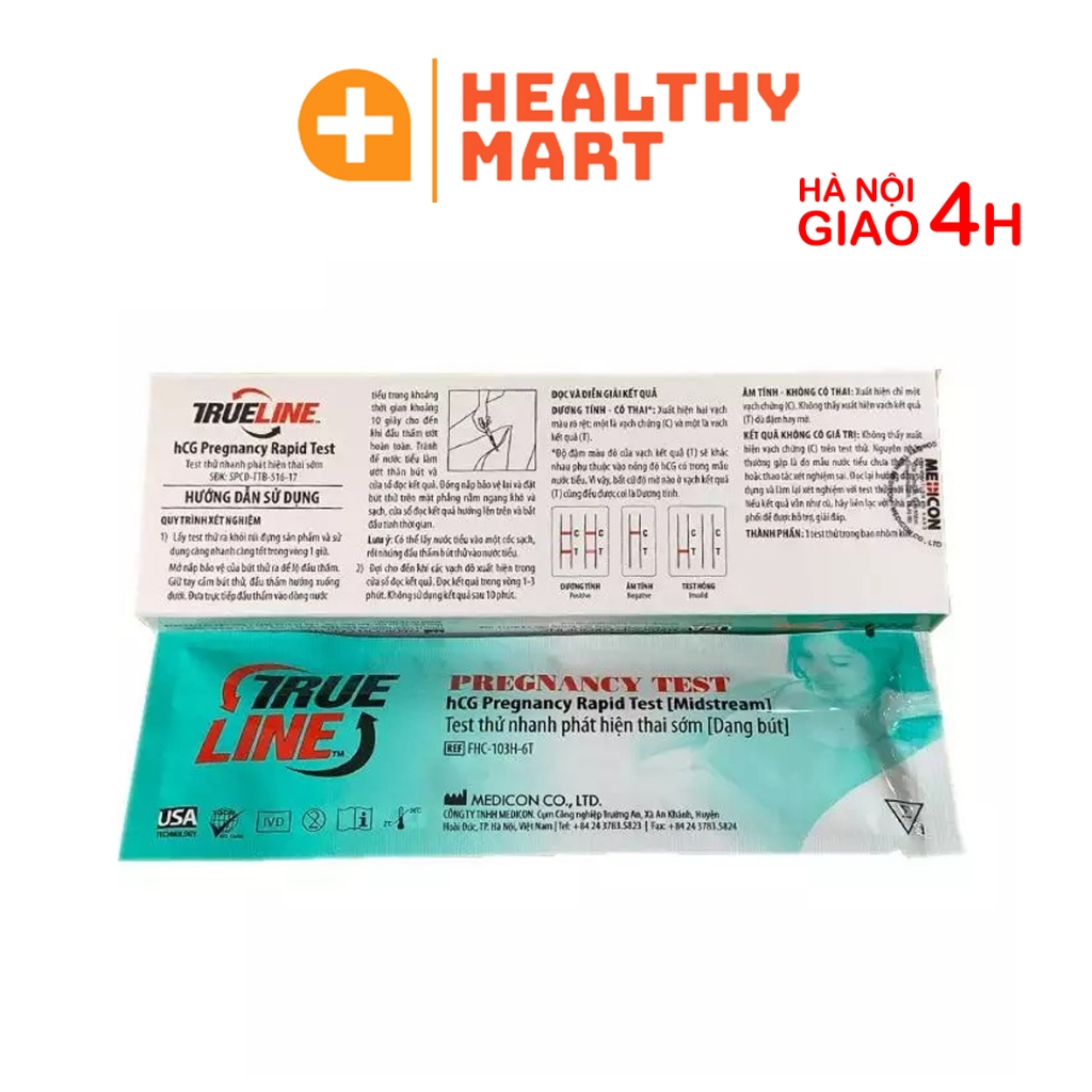 ✔️️️Set 10 bộ Que thử thai Quick Test TrueLine Mẫu mới - Test nhanh True Line HCG - Ẩn tên Sản Phẩm