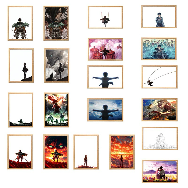 Tranh đèn led Levi , Eren- Tranh đèn led anime trang trí hình bóng sáng tạo