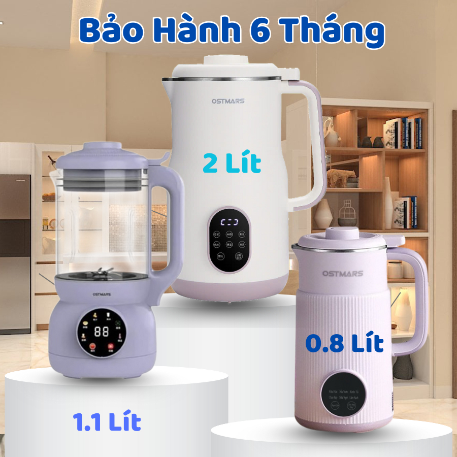 Máy làm sữa hạt OSTMARS 800ml - 1.1L  - 2L   Xay Sinh Tố, Làm Sữa Đậu Nành - Bản Tiếng Việt