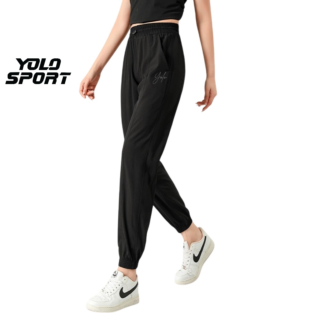 Quần Jogger Thể Thao Nữ Đa Năng Chất Dù Gió Co Giãn Ống Rộng Hỗ Trợ Tập Gym Yoga Chạy Bộ Leo Núi Thờ