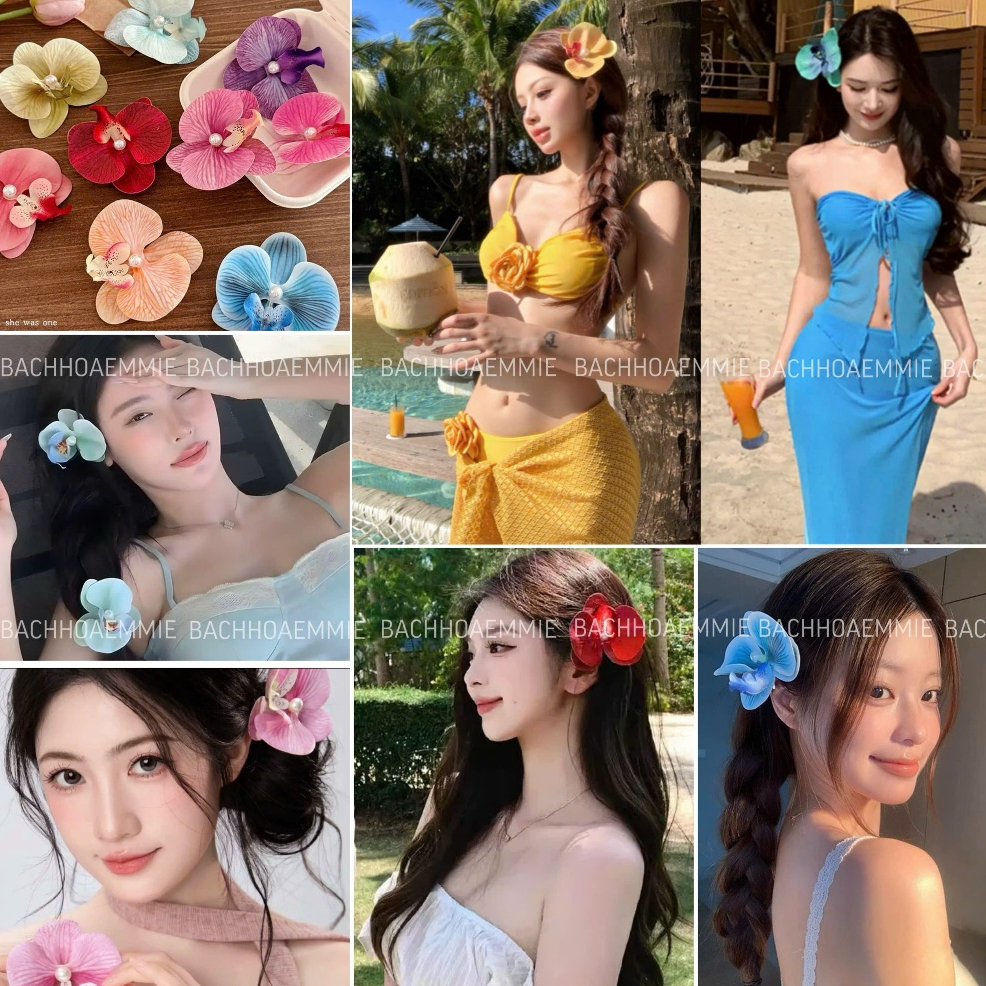 (LOẠI ĐẸP, DÁN KỸ)Kẹp Tóc Hoa Lan Hồ Điệp Dễ Thương