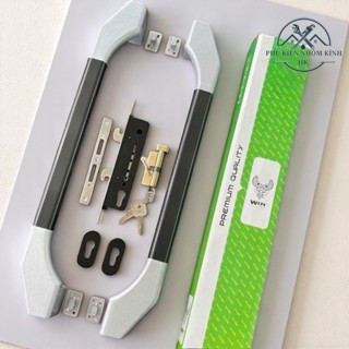  Bộ khóa cửa lùa nhôm hệ cửa thủy lực cửa trượt quay màu Đen Bạc loại tay nắm to dài 60cm và 80 cm 